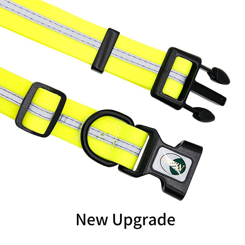 NIMBLE Dog Collar Waterproof Pet Collars Anti-Odor Durable Adjustable PVC & Polyester Soft with Reflective Cloth Stripe Basic Dog Collars S/M/L Sizes (Large (15.35â€-24.8â€inches), Fluorescent Yellow) - Image 5